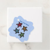 Vier Schildkröten abstrakte Markierungen auf farbi Geschenkanhänger (Beispiel)