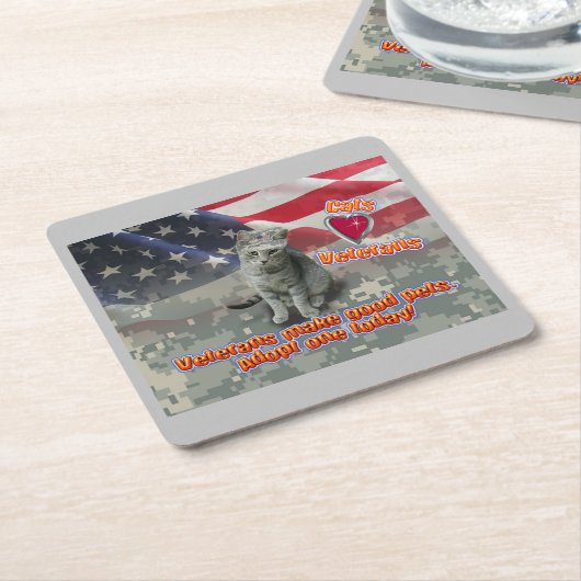 Vier Schlachten Buddies-Katzen-Liebe Veteranen Rechteckiger Pappuntersetzer (angewinkelt)