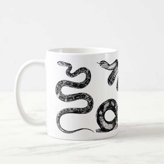 Vier Schlangen grafisch Kaffeetasse (Links)