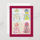 Vier Schneemobile Postkarte (Vorne/Hinten)