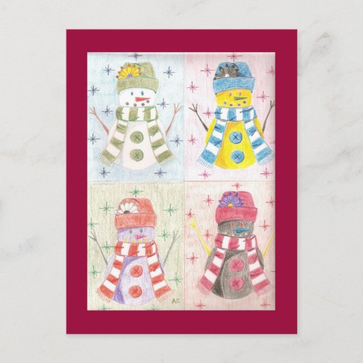 Vier Schneemobile Postkarte (Vorderseite)