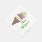 Vier Schotte Eiscreme Geburtstag Napkins Alter 4 Serviette (Ecke)