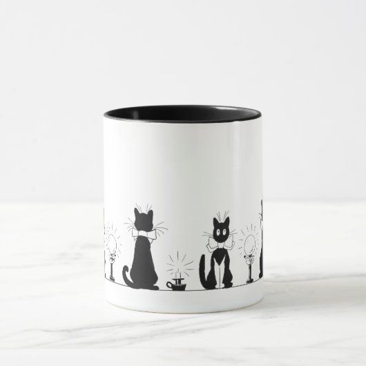 Vier schwarze Katzen, Louis Wain Tasse (Zentrum)