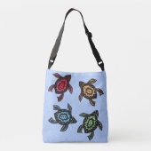 Vier Schwarze Schildkröten Abstrakte farbige Musch Tragetaschen Mit Langen Trägern (Rückseite)