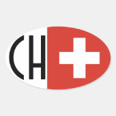 VIER Schweizer Flagge "CH" Ovaler Aufkleber (Vorderseite)