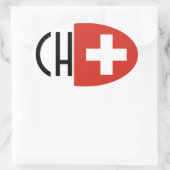 VIER Schweizer Flagge "CH" Ovaler Aufkleber (Tasche)