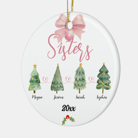 Vier Schwestern Weihnachtsbaum mit Individuellen N Keramik Ornament (Links)