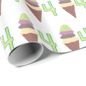 Vier Scoops Eiscreme 4 Geburtstagsgrundierpapier Geschenkpapier (Rolleneckpunkt)