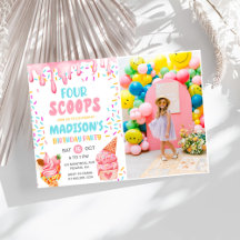 Vier Scoops Girls Ice Creme 4. Geburtstag