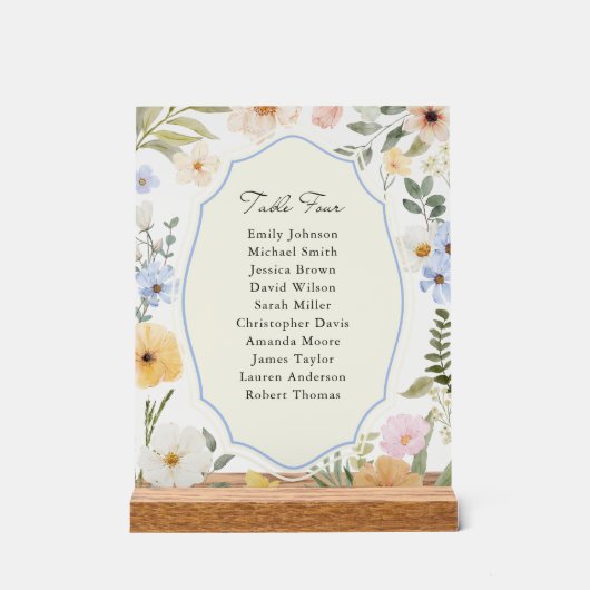 Vier Sitzplättchen-Tabelle in Pastellfarben Acrylschild (Vorderseite)