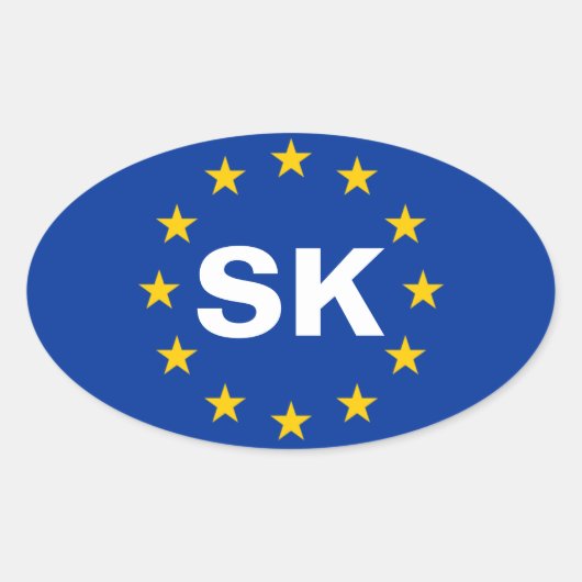 VIER slowakische Flagge "SK" Europäische Gewerksch Ovaler Aufkleber (Vorderseite)