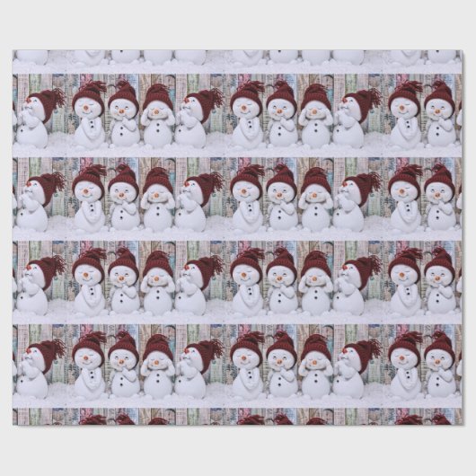 Vier Snowmen-Wrapper Geschenkpapier (Flach)