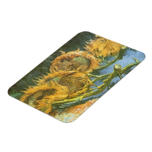Vier Sonnenblumen geschnitten von Vincent van Gogh Magnet (Linke Seite)