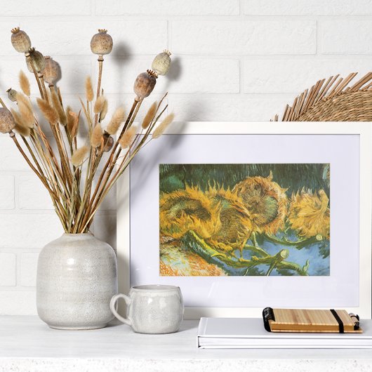 Vier Sonnenblumen geschnitten von Vincent van Gogh Poster