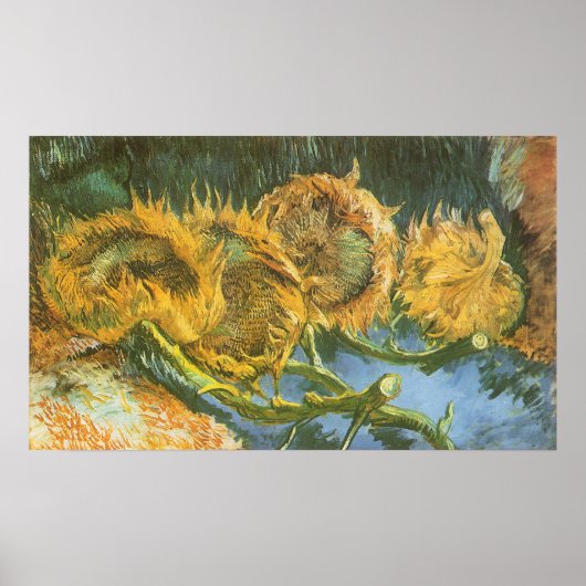 Vier Sonnenblumen geschnitten von Vincent van Gogh Poster (Vorne)