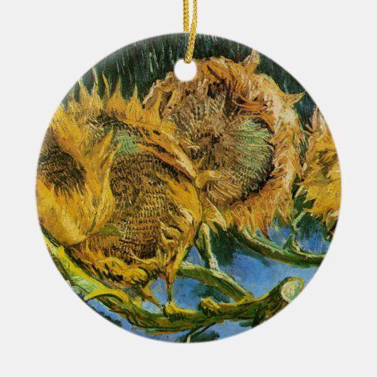 Vier Sonnenblumen schneiden von Vincent van Gogh Keramikornament (Vorne)