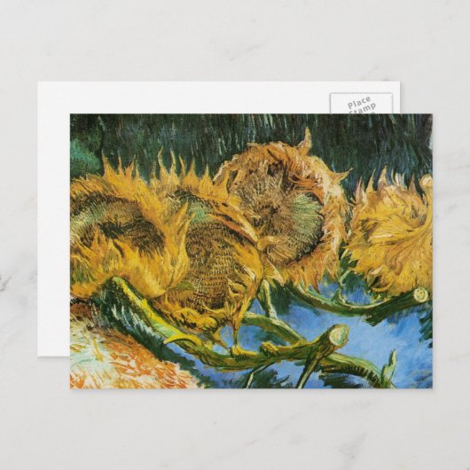 Vier Sonnenblumen schneiden von Vincent van Gogh Postkarte (Vorne/Hinten)
