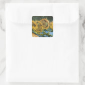 Vier Sonnenblumen schneiden von Vincent van Gogh Quadratischer Aufkleber (Tasche)