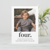 Vier - Square Foto Geburtstagsfeier Einladung (Stehend Vorderseite)