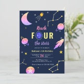 Vier Sterne 4. Geburtstag Einladung (Stehend Vorderseite)