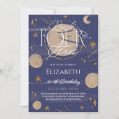 Vier Sterne Einladung zum Geburtstag (Vorderseite)