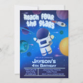 Vier Sterne erreichen - Weltraum Einladung (Vorderseite)