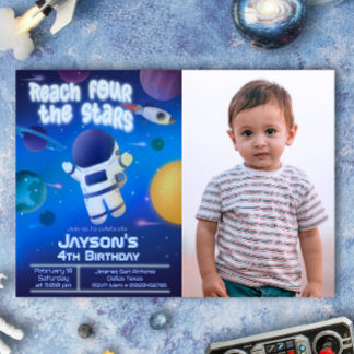 Vier Sterne erreichen - Weltraum Einladung