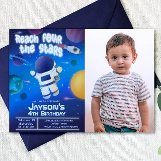 Vier Sterne erreichen - Weltraum Einladung