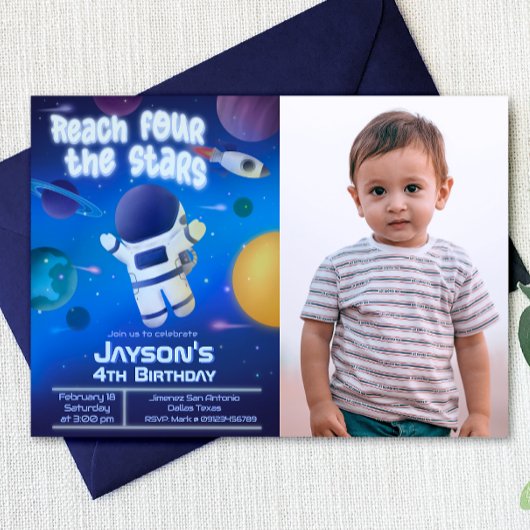 Vier Sterne erreichen - Weltraum Einladung