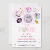 Vier Sterne Galaxy Rosa Gold Geburtstag Einladung (Vorderseite)