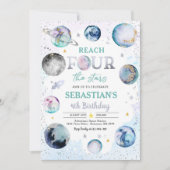 Vier Sterne Weltraum 4. Geburtstag Party Einladung (Vorderseite)