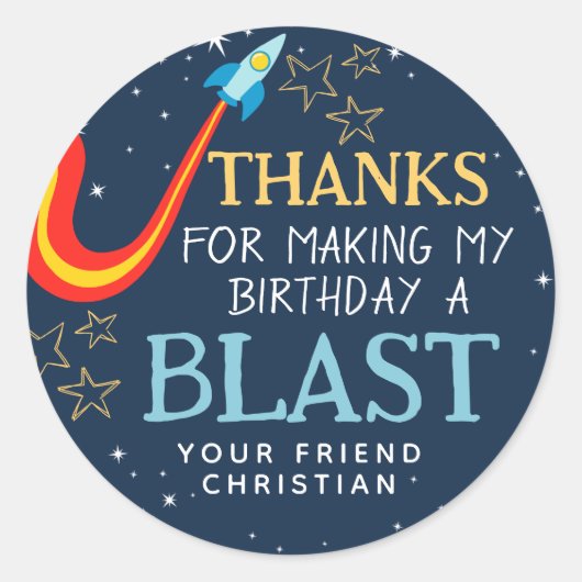 Vier Sterne Weltraum Geburtstag Vielen Dank Runder Aufkleber (Vorderseite)