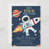 Vier Sterne Weltraum zum Geburtstag einladen Einladung (Vorderseite)