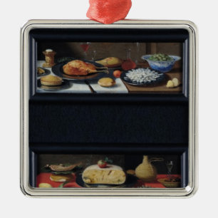 Vier Stillleben der Nahrung und der Frucht Silbernes Ornament