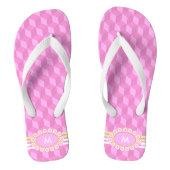 Vier Streifen Monogramm Rosa und Limone ID207 Badesandalen (Fußbett)