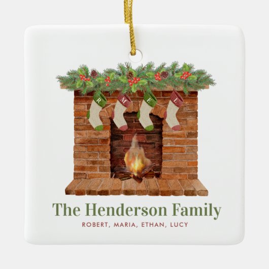 Vier Strumpf Weihnachten Keramikornament (Vorderseite)