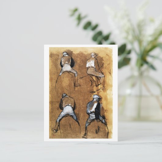Vier Studien eines Jockys, Edgar Degas Postkarte (Stehend Vorderseite)