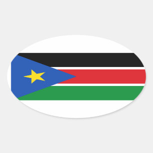 VIER Südsudan-Nationalflagge Ovaler Aufkleber