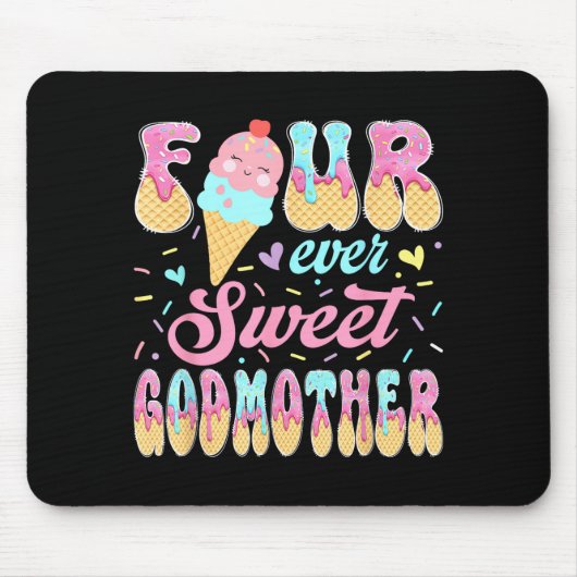 Vier süße Patentante 4. Geburtstag Mädchen Eiscrem Mousepad (Vorne)