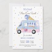 Vier Süßeis-LKW zum Geburtstag Einladung (Vorderseite)