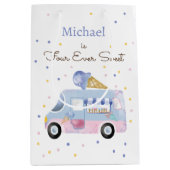 Vier Süßeis-LKW zum Geburtstag Mittlere Geschenktüte (Vorderseite)