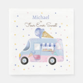 Vier Süßeis-LKW zum Geburtstag Serviette (Vorderseite)