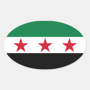 VIER Syrien-Flagge Ovaler Aufkleber