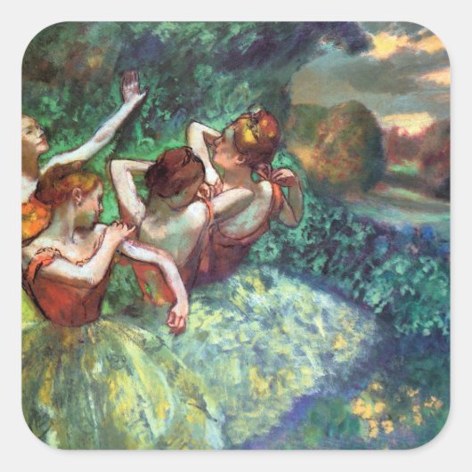 Vier Tänzer von Degas Quadratischer Aufkleber (Vorderseite)