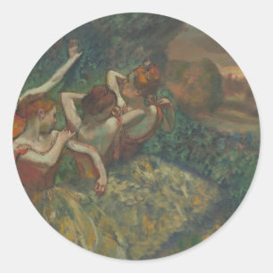 Vier Tänzerinnen von Edgar Degas, Ballet Fine Art Runder Aufkleber