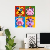 Vier Tierfronten Kinderzimmer Kinderzimmer Poster (Heimbüro)
