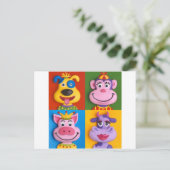 Vier Tiergesichter Postkarte (Stehend Vorderseite)