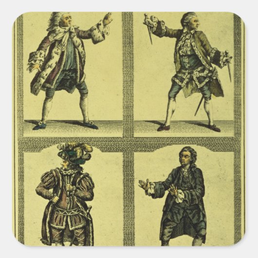 Vier tragische Rollen Quadratischer Aufkleber (Vorderseite)