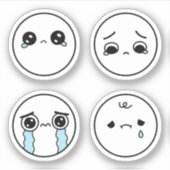 Vier traurige Gesichter Emoji-Sticker-Set Aufkleber (Vorderseite)