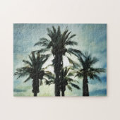 Vier tropische Palmen im Wasser des Sonnenuntergan Puzzle (Horizontal)